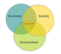 Image of typical representation of sustainability as three intersecting circles 